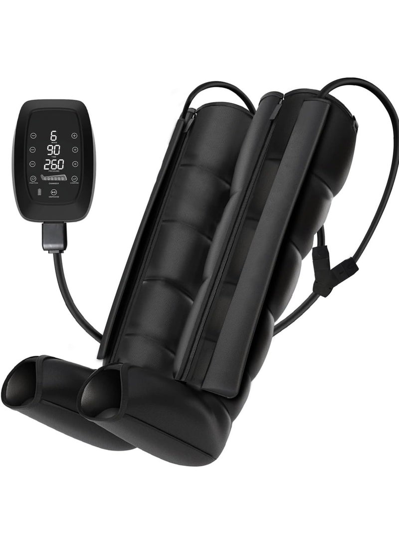 جهاز تدليك احترافي للساقين يعمل بضغط الهواء، 6 حجرات، شاشة لمس LCD، 6 أوضاع تدليك، لتحسين الدورة الدموية والتعافي السريع مع حقيبة حمل (XL) - Image 1